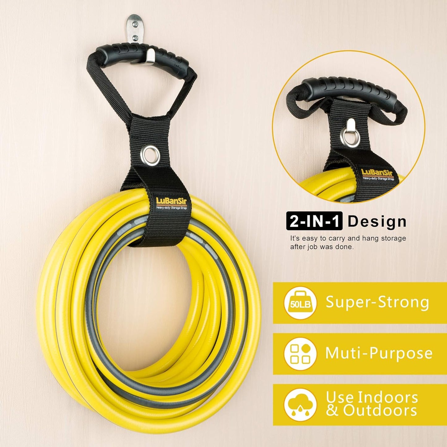 3 Pack Extension Cord Organizer, 22" Portable Hook and Loop Storage Straps with Grommet Fit Extension Cords, Cables, Ropes, Garden Water Hoses Carrying and Hanging