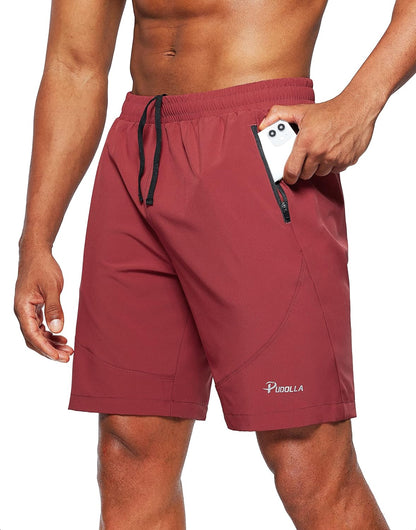 Men'S Workout Running Shorts 7"/5"/9" Lightweight Gym Athletic Shorts for Men with Zipper Pockets