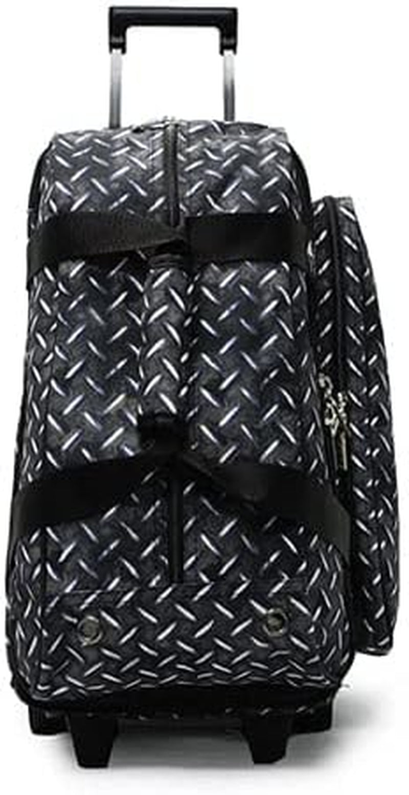 Deluxe Double Roller 2 Ball Bowling Bag with Large Separate Shoe Compartment (Up to 2 Pairs of Shoes) and Accessory Pockets, Sturdy Square Handle - Extends to 40" - Pro Options Available