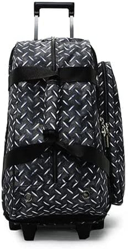 Deluxe Double Roller 2 Ball Bowling Bag with Large Separate Shoe Compartment (Up to 2 Pairs of Shoes) and Accessory Pockets, Sturdy Square Handle - Extends to 40" - Pro Options Available