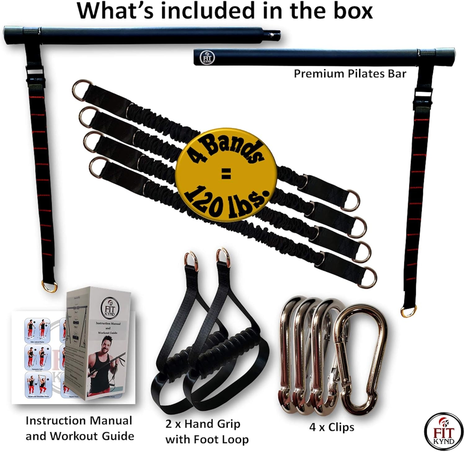 Pilates Bar with Resistance Bands - Premium | Portable Home Workout Equipment for Men/Women | at Home Workout Resistance Bands | Adjustable Length Resistance Band Straps | Full Body Workout