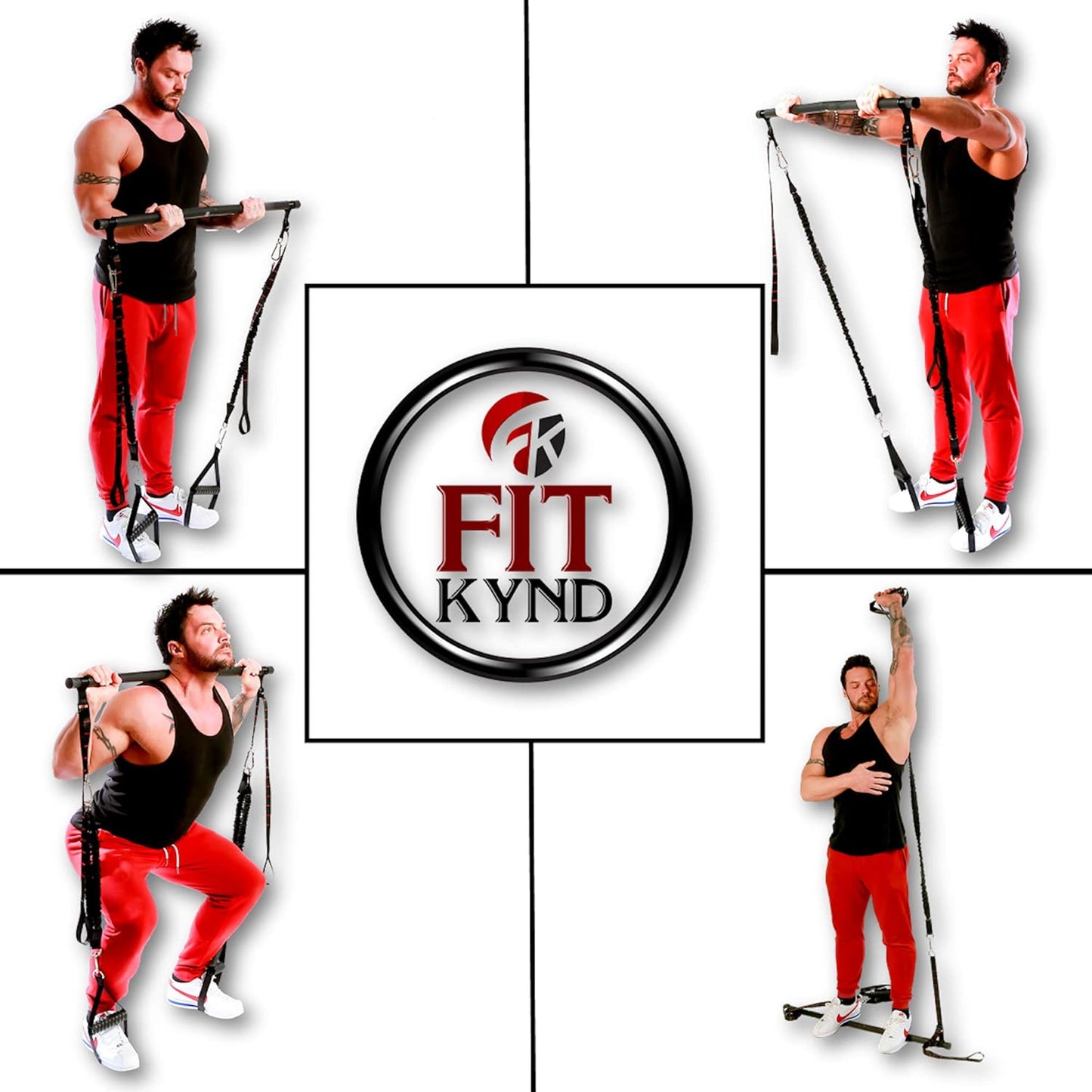 Pilates Bar with Resistance Bands - Premium | Portable Home Workout Equipment for Men/Women | at Home Workout Resistance Bands | Adjustable Length Resistance Band Straps | Full Body Workout