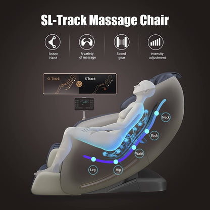 , Full Body Zero Gravity SL Track, Shiatsu Massage Chair Recliner with Heat Body Scan Foot Roller, Favor-06