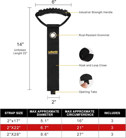 3 Pack Extension Cord Organizer, 22" Portable Hook and Loop Storage Straps with Grommet Fit Extension Cords, Cables, Ropes, Garden Water Hoses Carrying and Hanging