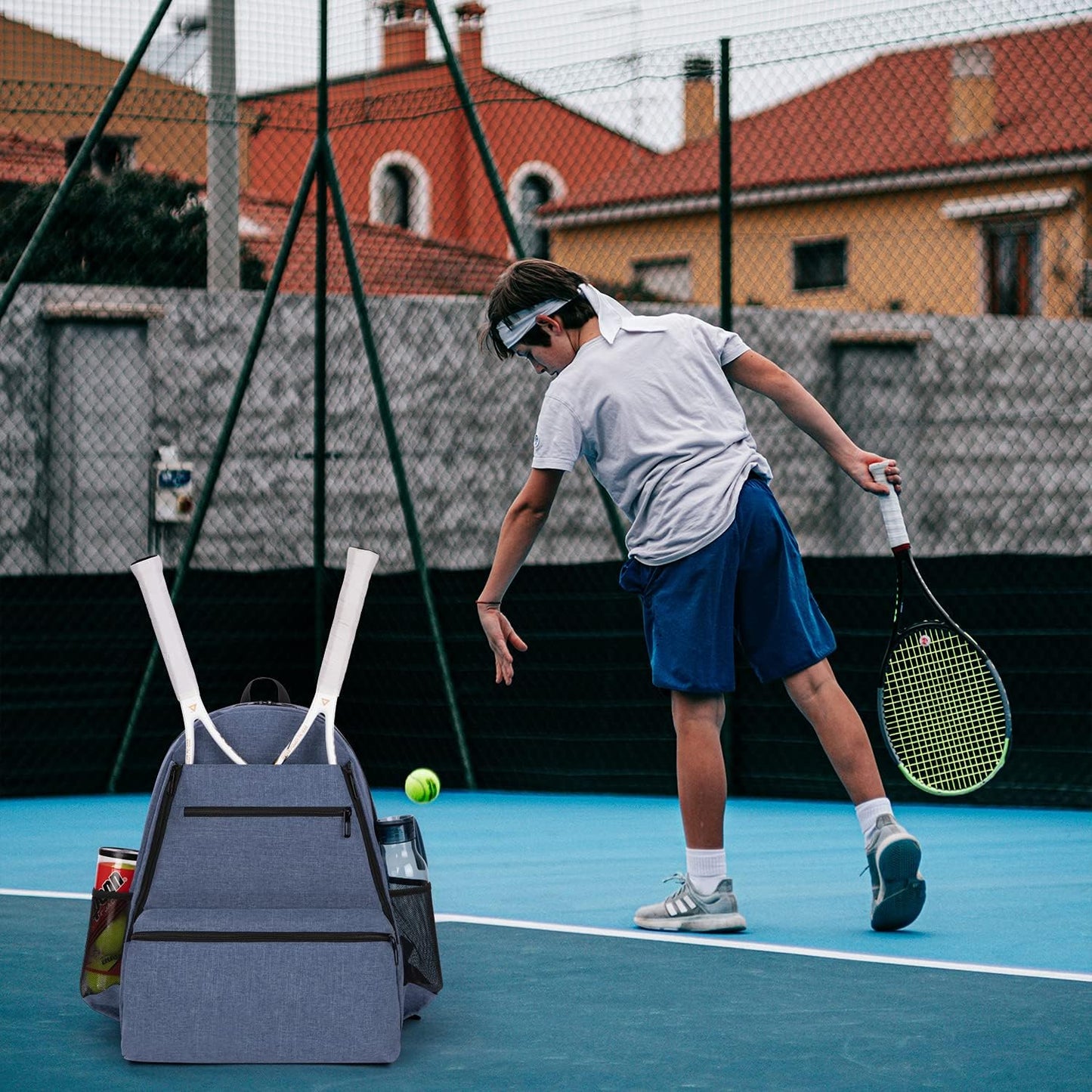 Tennis Bag Tennis Racquet Backpack with Shoes Storage Bag Holds 2 Rackets for Tennis Players as Tennis Gifts