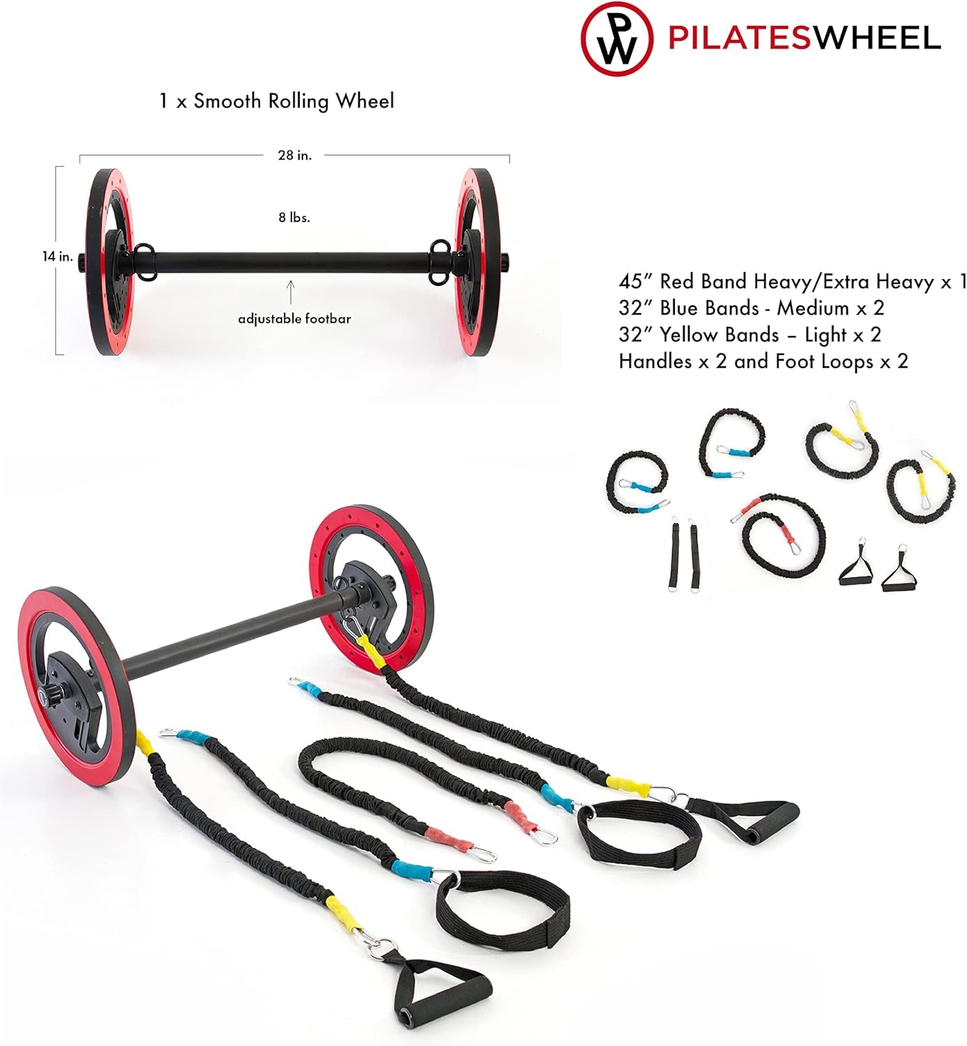 Pilates Wheel – Portable Machine Pilates – Designed by Master Pilates Instructors – Includes, Resistance Bands, and Anchor System – for All Fitness Levels - plus Free Online Classes