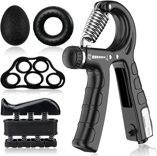 Grip Strength Trainer 5Pack, Hand Grip Strengthener with Counter,Adjustable Resistance Forearm Grip Strengthener for Physical Therapy Climbing,11 Lbs -132Lbs