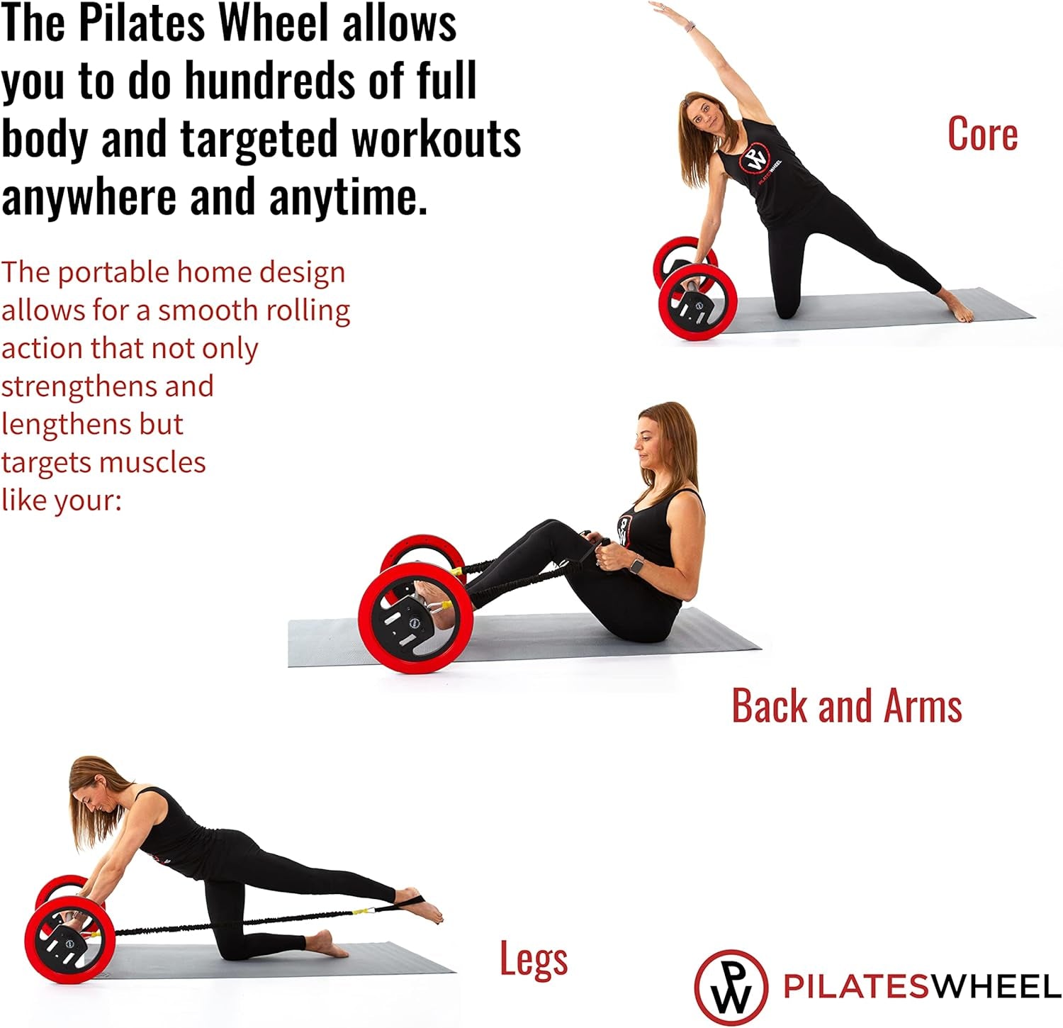 Pilates Wheel – Portable Machine Pilates – Designed by Master Pilates Instructors – Includes, Resistance Bands, and Anchor System – for All Fitness Levels - plus Free Online Classes